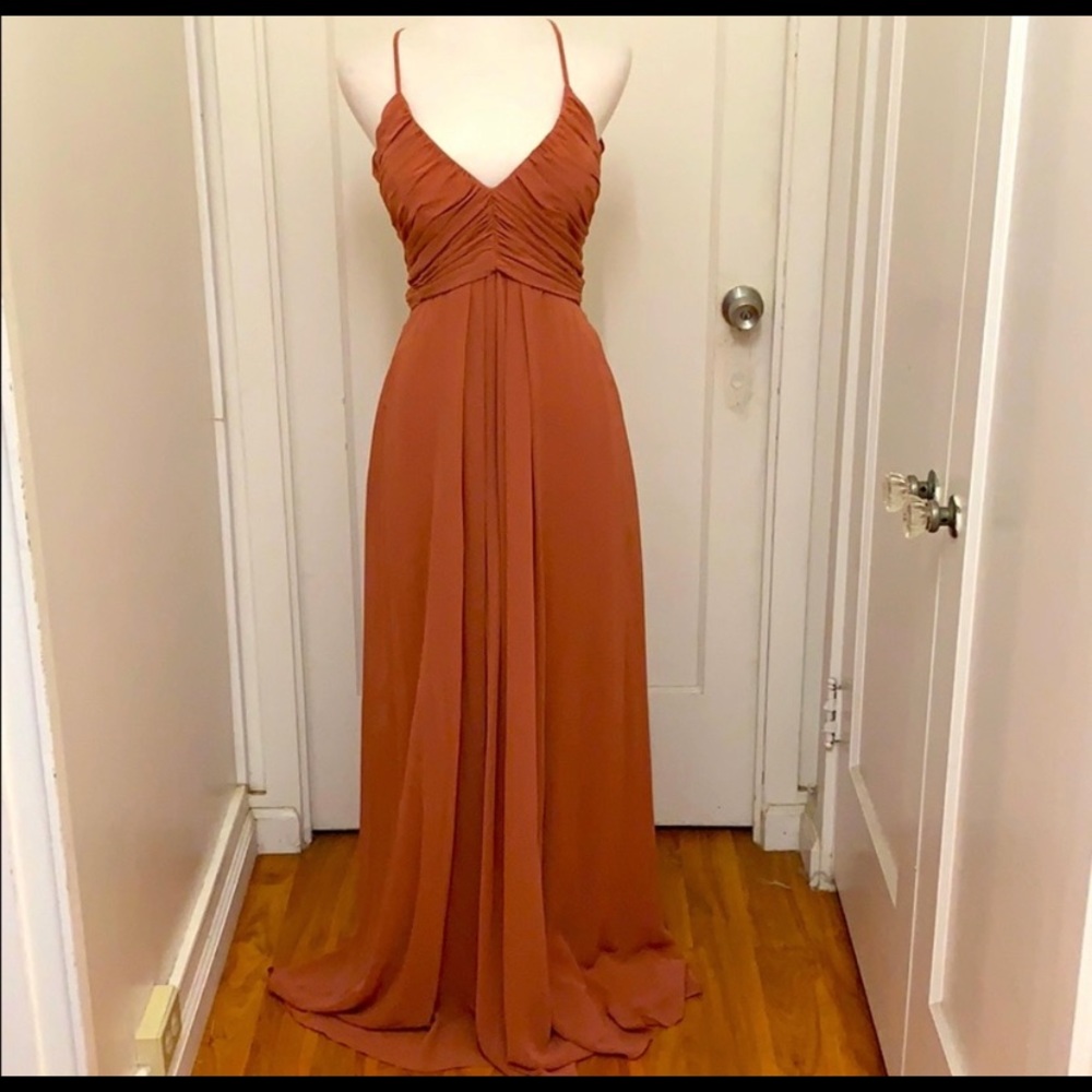 Mori lee bridesmaid Dress in the color spice